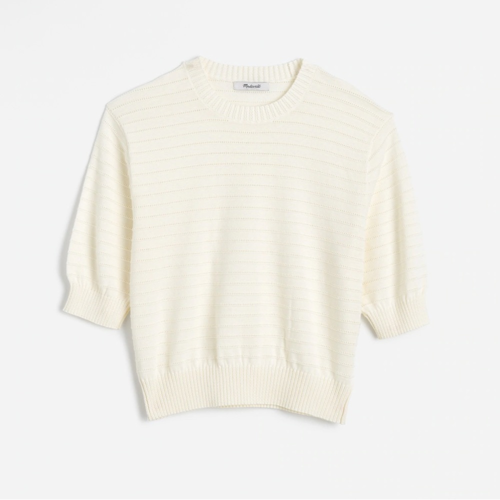 Madewell Textural-Stitch Cotton Sweater Women's Size Small in Lighthouse!